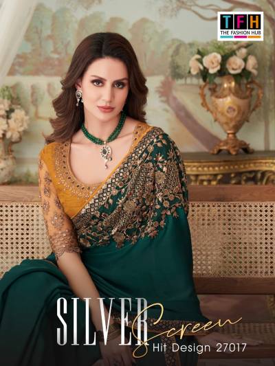 Silver Screen Hit Design 27017 By TFH Designer Partywear Saree Collection